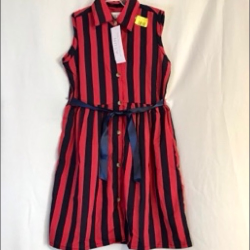 NWT Girls Red and Navy Sleeveless Dress 7/8